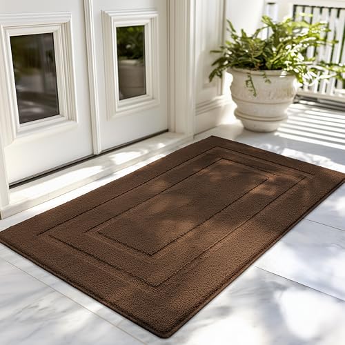 GRANNY SAYS Front Door Mat Outside Entrance, Welcome Matt Non-Slip, Outdoor Door Mats for Entryway, Long Front Porch Mat Low Profile Resist Dirt Easy to Clean, 48"x32", Dark Brown - color: A-dark Brown, size: 2'8" x 3'11" (Rectangular)