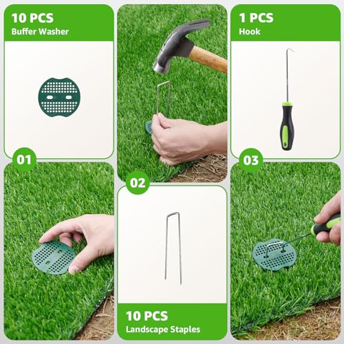 Artificial Turf Indoor Outdoor - Pet Friendly Synthetic Fake Grass Rug with Drainage Holes for Patio, Balcony, Backyard Decor, Deck - Replacement Dogs Pee Pad Mat(3Ft x 10Ft) - size: 3FT x 10FT