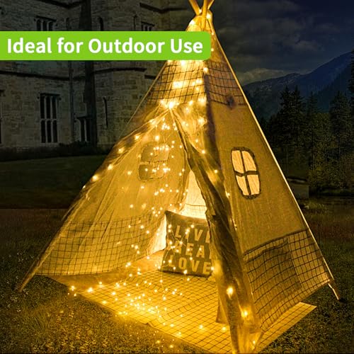 Solar String Lights Outdoor, 66 Feet 200 LEDs 8 Modes Solar Fairy Lights for Outside, Waterproof Outdoor Light for Patio Yard Christmas Tree Halloween Wedding Party Decorations, Warm White - color: Warm White, size: 200 LEDs