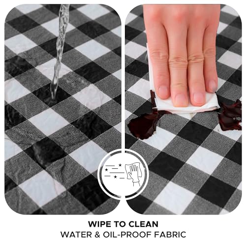 Nasitos 2 Pack Checkered Round Tablecloth 60 Inch-Waterproof Oil & Spill Proof Washable Wipeable Table Cloth, Black and White Plastic Table Cover Flannel Backed for Dining, Party, Outdoor, Picnic - color: Black and White, size: 60 Inch (Round)