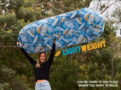 WEKAPO Inflatable Couch Air Lounger Chair - Camping & Beach Accessories, Portable Blow up Sofa for Hiking, Lawn, Indoor/Outdoor Movies & Music Festivals. Lightweight and Easy to Set Up Air Hammock - color: Honey Twilight Leaf