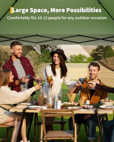 Garvee 12x12FT Pop Up Gazebo with Mosquito Netting, Outdoor Canopy Tent Easy Setup for Backyard Patio Garden Deck, Olive Green - color: Olive Green, size: 12FT