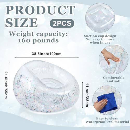 Realspring Inflatable Bean Bag Chair for Adult Bean Bag Sofa Chair Blow up Inflatable Furniture for Outdoor Living Room Bedroom Balcony Travel Party Gift Accessories(Multicolor Glitter,2 Pcs) - color: Multicolor Glitter