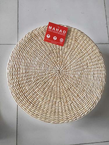 Japanese Style Handcrafted Eco-Friendly Padded Knitted Straw Flat Seat Cushion,Hand Woven Tatami Floor Cushion Corn Maize Husk (Dia50cm/19.7" x 10cm/4") - style: Dia50cm/19.7 Inch x 10cm/4 Inch