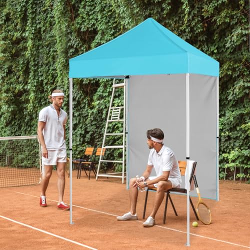 EAGLE PEAK Pop up Canopy 5x5, Outdoor Portable Canopy Tent with One Removable Sunwall, Carry Bag Included, Light Blue - color: Light Blue