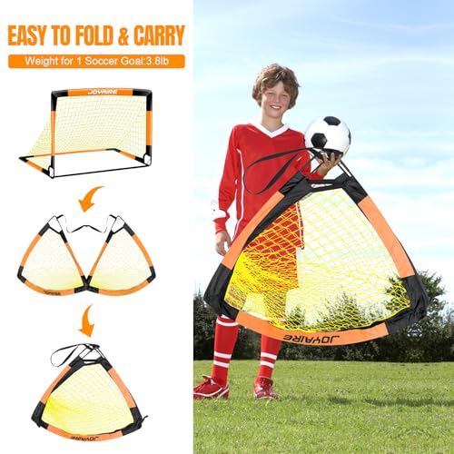 Pro-Grade Kids Backyard Soccer Goal, Tear-Resistant 5-Layer Polyester Soccer Net & 10mm Poles for Maximum Durability, 4x3ft/6x4ft/7x5ft, Pop Up Portable Soccer Training Equipment Set with Size 4 Ball - size: 7 ft x 5ft, style: Orang