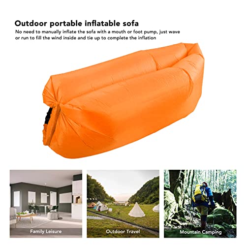 Inflatable Lounger Air Sofa Comfortable Portable Foldable Inflatable Couch for Outdoor Camping, with Storage Bag for Adults or Children - color: Orange
