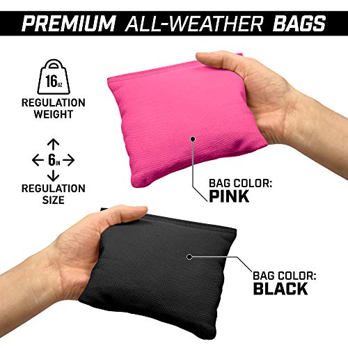 GoSports 4 ft x 2 ft Regulation Size Wooden Cornhole Boards Set with Light Brown Finish - Includes Carrying Case and Bean Bags - color: Black & Pink, size: 4 ft x 2 ft