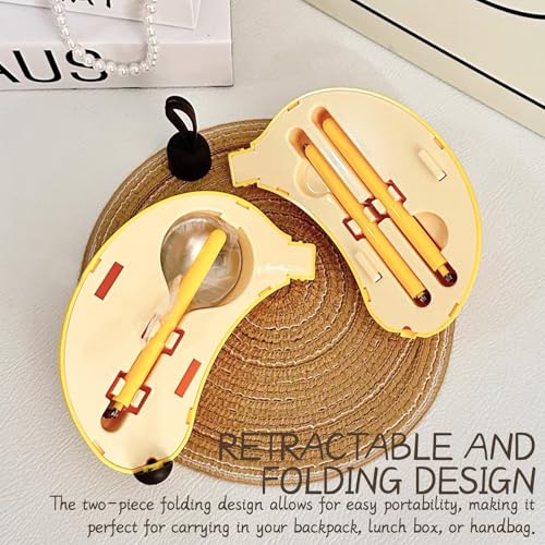 Creative Travel Cutlery Set with Banana Case - Reusable Stainless Steel Spoon, Chopsticks, and Portable Utensils for Office, School, Camping, and Outdoor Activities