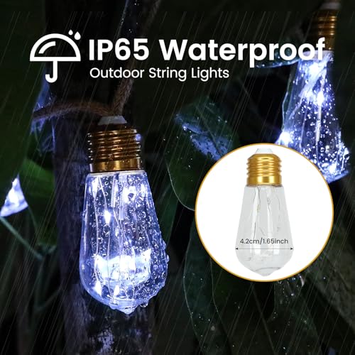 Upgraded Solar String Lights Outdoor, 24FT Solar Patio Lights, String Lights for Outside, 20 Shatterproof LED Bulbs [Waterproof & 8 Modes] for Garden Yard Fence Balcony Camping Decor - White - color: Solar-White