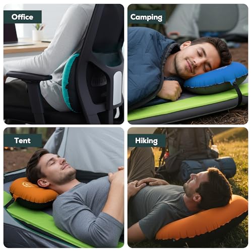 Gear Doctors 3.5oz Compact Ultralight Inflatable Camping Pillow —Inflatable Camp Pillow —Backpacking Pillows Ultralight—Camping Pillows for Sleeping, Hiking, Travel, Beach, Office, Neck, Lumper [Blue] - color: Blue Camping Pillow
