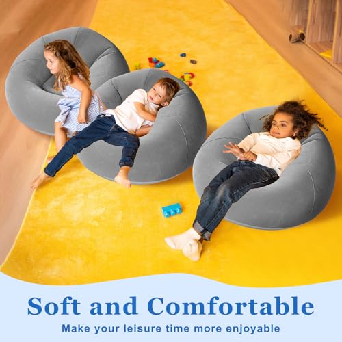 Realspring Inflatable Bean Bag Chairs Outdoor Blow up Camping Chairs Inflatable Lazy Sofa Folding Portable Bean Bag Loungers Couch for Movie Night(Dark Gray,4 Pcs) - color: Dark Gray