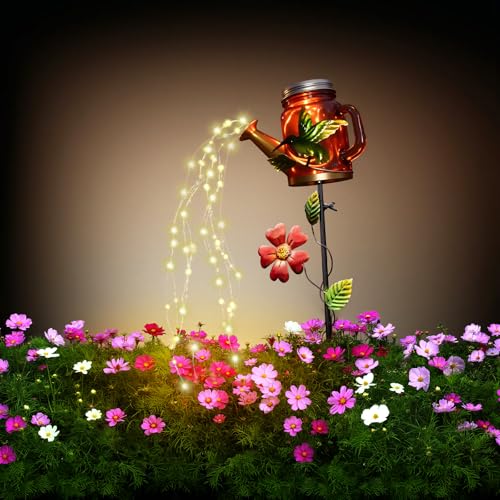 SRNPMIU Solar Watering Can Light, Yard Outdoor Decor Lights, IP65 Waterproof, Hanging Hummingbird Garden Light, Outside Garden Flower Bed Decor, Women Gift, Birthday Gifts - color: Red-Bird