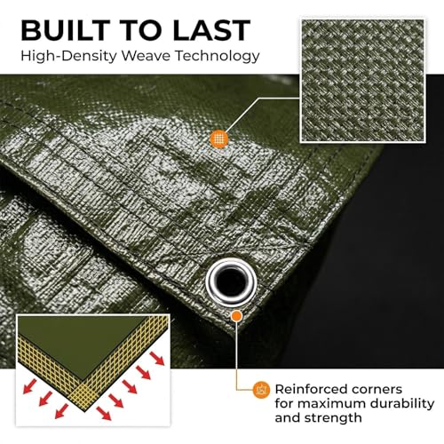 MAQIHAN Camping Tarp Waterproof - 6'x 6' Heavy Duty Tarps for Camping Tent Outdoors Garden Car Roof Multipurpose Protective Rain Sunshade Cover Thick All-Weather Emergency Tarpaulin Plastic