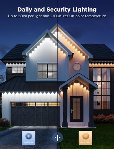 Govee Permanent Outdoor Lights Pro, 100ft with 60 RGBIC LED Lights for Daily and Accent Lighting, 75 Scene Modes for Outdoor Decor, IP67 Waterproof, Works with Alexa, Google Assistant, Matter, White - color: White, size: 100ft