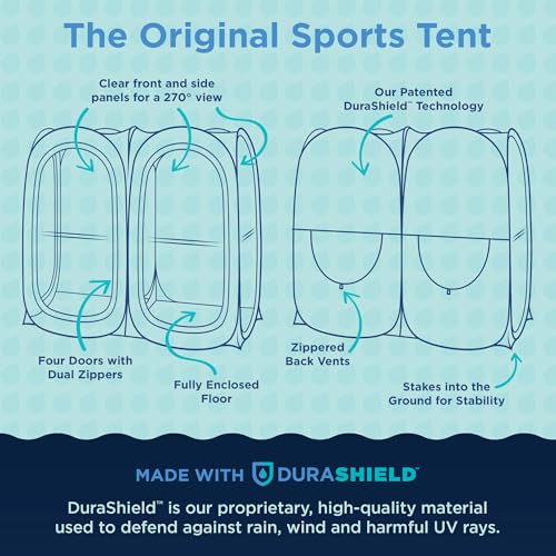 WeatherPod® Side-by-Side™ 2-4 Person Pop-Up Sports Tent Pod - The Original Shark Tank Instant Setup All-Weather Pod Shelter for Outdoor Sports, Rain, Wind & Cold - size: 2 Person