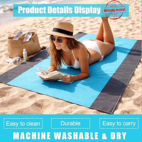 Waterproof Outdoor Mat Sandproof Blanket Lightweight Camping Ground Cover for Family Travel Relaxing Picnic Use 1 Pcs(Grey Blue) - color: Grey Blue