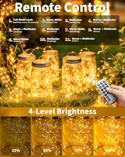 Solar Fairy String Lights 2 Pack Outdoor Remote Total 79FT 240LED Warm Multicolor 11 Mode Solar Powered Waterproof Copper Wire Twinkle String Light for Christmas Garden Tree Wedding Yard Decoration - size: 2 Pack