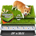 Hompet Dog Grass Pad with Tray Large, 29"x20.5", 2 Reusable Artificial Turf for Dogs Potty, Waterproof Non-Slip Washable Pee Pads, Quickly Absorbency Portable Dog Litter Box for Indoor/Outdoor Use - size: 29 X 20.5"