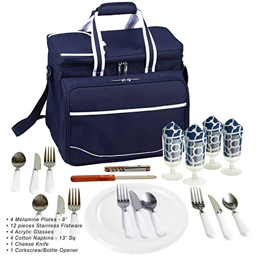 Picnic at Ascot Original Insulated picnic cooler with Service for 4 -Designed & Assembled in the USA