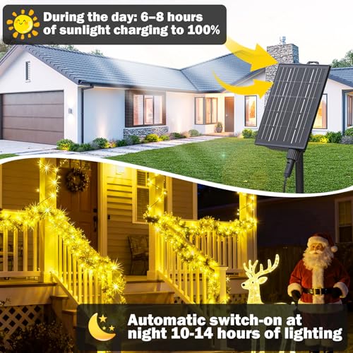 SOLARBABY Solar Christmas Lights Outdoor,142Ft 400 LED Warm White Solar String Lights Outdoor with Remote,19 Modes Waterproof Christmas String Light for Garden Patio Xmas Tree Christmas Decoration - color: Warm White, size: 1 Pack