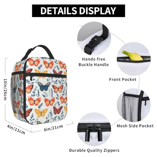 Butterfly Lunch Box for Women Kids Girls Men Insulated Lunch Bag Lunchbox Adults Lunch Tote Bags Reusable Cooler for Work Office School Picnic Travel - color: Butterfly01
