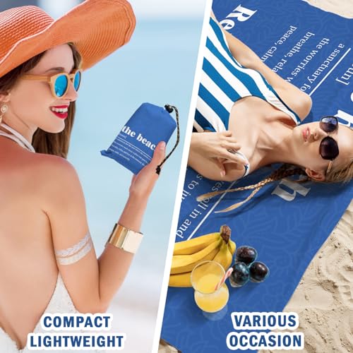 The Beach Pocket Picnic Blankets, Blue Coastal Mini Beach Camping Blanket Waterproof Sandproof, Sea Relaxer RV Outdoor Picnic Blanket Mat Gifts for Camper Campsite Travel Hiking 55x60in - color: The Beach