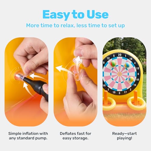 SLOOSH 2-in-1 Fun Pool Toys Set for Kids, Inflatable Dart Board & Ring Toss Game, Pool Floats Water Game Toys for Beach Yard Outdoor Ball Play, Party Birthday Gift for Kids Teen Adult