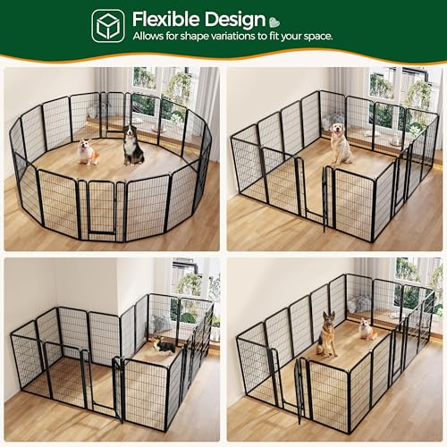 Yaheetech Dog Playpen Outdoor, 47 inch 16 Panels Dog Pen Indoor Heavy Duty Puppy Exercise Pen Metal Pet Fence for RV Camping/Yard/Garden - size: 47"