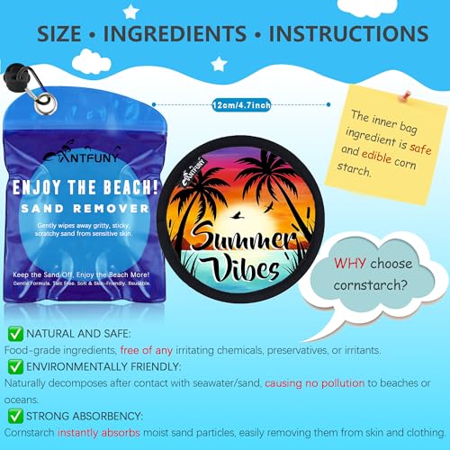 Antfuny Sand Remover for Beach Cleaner Eraser for Kids Women Wipe Off Mitt Duster Brush Vacation Hawaii Honeymoon Essential Gift Costa Must Haves Resort Rio de Janeiro Bahamas Punta Cana Beach Towel - color: 1 Pack Summer