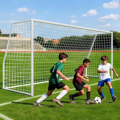 MOPHOTO Soccer Goal, 6X4/8x6/10x6.5/12x6/16x7/18.5x6.5/21x7/24x8ft Soccer Goals for Backyard, Full Size Soccer Goal for Teens & Adults Training - size: 18x7FT, style: Alloy Steel
