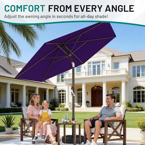 AreShark 7.5FT Patio Umbrella Table Market Umbrella with 6 Sturdy Ribs, Button Tilt/Crank, Heavy-Duty Outdoor Umbrellas for Pool, Deck, Garden and Backyard, Purple - color: Purple, size: 7.5FT