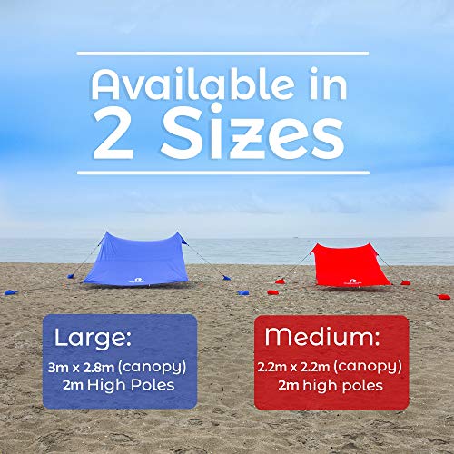 Red Suricata Family Beach Tent & Canopy, UPF50 Sun Shade, 4 Aluminum Poles, Sand Shovel, Large Portable Sun Shelter (Large, Purple) - color: Purple, size: Large 10' x 9'