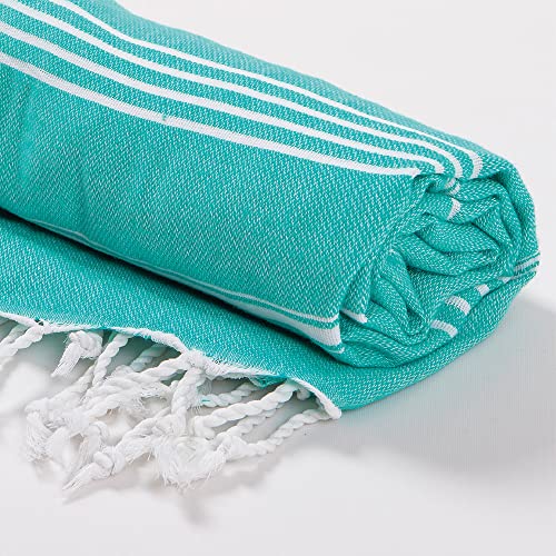 Hencely Turkish Beach Towel 37x68 Oversized, Sand-Free, Quick-Dry, Lightweight - Travel Essential for Pool & Bath - Striped 100% Cotton Bathroom Towels Accessories Gift (Mint Green) - color: Mint Green