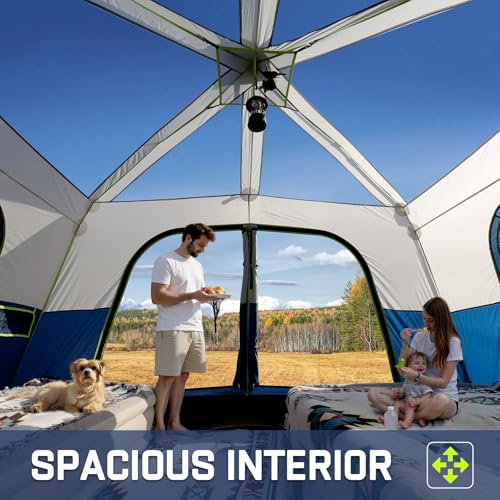 4/6/8/10 Person Instant Tent, Waterproof Pop Up Tents for Camping with Rainfly, 60 Seconds Easy Setup, Automatic Cabin Tent for Family Camping with Expandable Carry Bag & Upgraded Ventilation - color: Blue, size: 8 Person