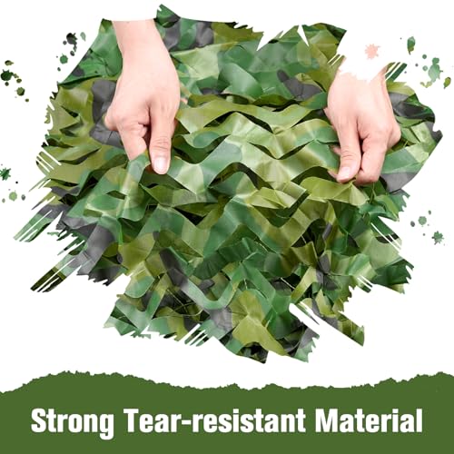 Camo Netting Camouflage Netting 6.5ft×10ft,10ft×10ft, 20ft×20ft,with Mesh Backing, Hunting Blind Nets, Sunshade Canopy, Army Tarp Fence Net for Party Decoration, Photograph and Car Cover - color: Woodland 02, size: 6.5ftx10ft