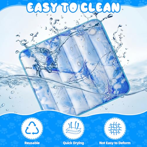 Chunful 4 Pack Dog Cooling Mat Water Injection Pet Cooling Mat for Dogs Cats with Storage Bags Washable and Foldable Pet Pad Summer for Small Medium Large Breeds of Doggy Bed Sofa Floor Car Seat(L) - size: L