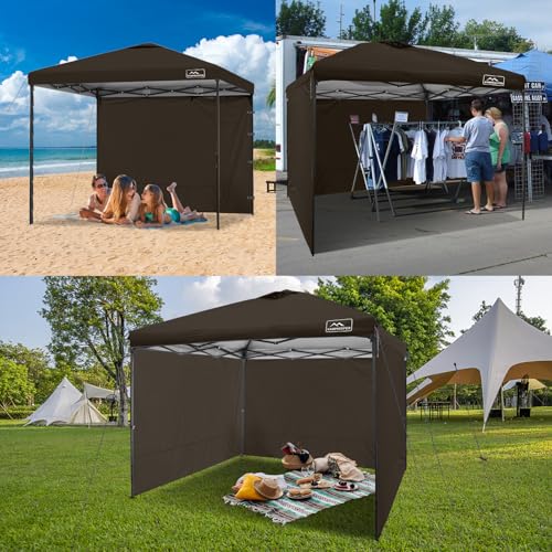 KAMPKEEPER 10X10 Canopy Tent Sidewalls with Zipper for Canopy Frame, 3Pcs Sunwalls Only, UPF50+ Waterproof Side Walls(Brown) - color: Brown