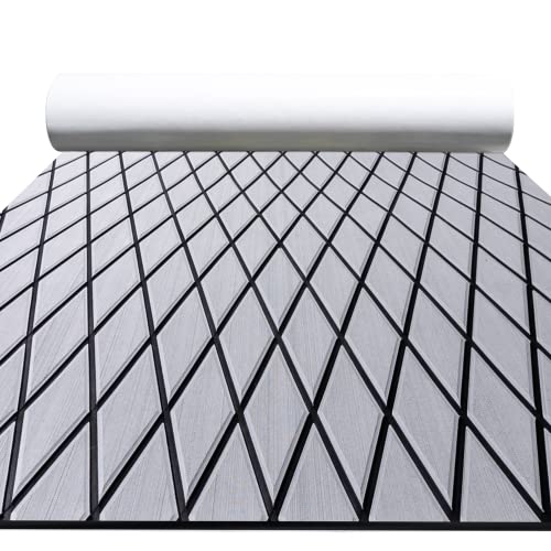 FOCEAN Boat Flooring EVA Foam Boat Decking Marine Mat Non-Slip Self-Adhesive Flooring Sheet for Motorboat Jon Boats Bass Boat Kayak RV Floor, 94.5''x 15.7'', Grey with Black Lines - color: Grey With Black Seam Lines, size: 94.5"L x 15.7"W x 0.2"Th