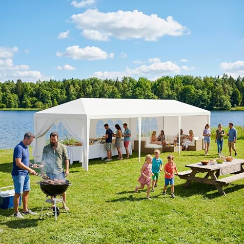 LEMY 10x30 Party Tent Outdoor Wedding Camping Canopy Heavy Duty Gazebo with Removable Sidewalls, Waterproof Shade Shelter for Backyard, Garden, Patio - size: 10' x 30'