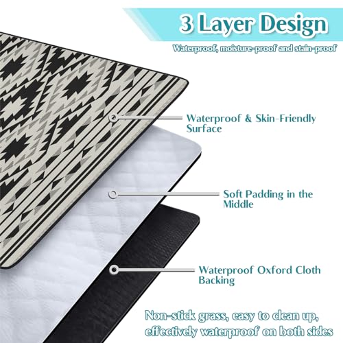 Boho Picnic Blankets Waterproof Foldable, 60″X80″ Thick Three Layer Picnic Mat Tribal Outdoor Blanket for Grass, Beach Blanket Sandproof Picnic Accessories for Camping Party Park Patio - color: A02, size: 5' X 6'8" (Rectangular)