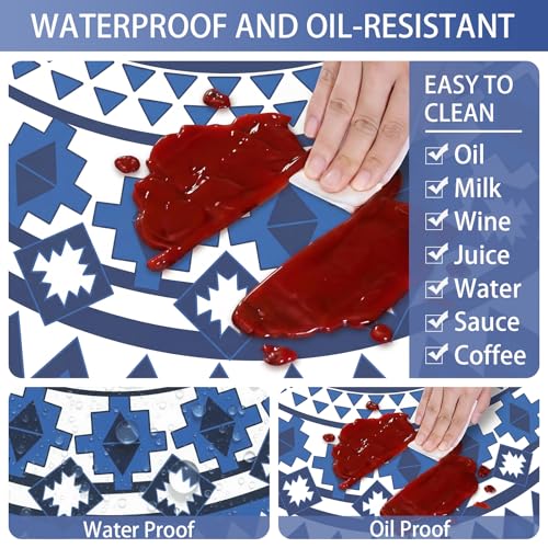 Fitted Waterproof Picnic Table Cover with Bench Covers Elastic 72×30Inch Weather Proof Non Slip Camping Table Clothes for 6Feet Rectangle Tables Campers Summer Fall Travel Hiking Tools Gifts - color: Blue Bohemian, size: 72" x 30" (Rectangular)