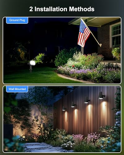 Brightown 4Pack Solar Spot Lights Outdoor with 58 LED & 1800mAh, IP67 Solar Lights Outdoor Waterproof with 3 Light Modes, 2-in-1 Dual Use Outdoor Solar Lights for Yard, Garden and Pathway (Cool White) - color: Cool White, size: 4 Pack