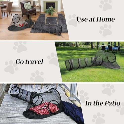 Rest-Eazzzy Cat Tent Outdoor, Pet Enclosure Tent Suitable for Cats and Small Animals, Indoor Playpen Portable Exercise Tent with Carry Bag(Pet Tent& Tunnel) S - color: black-straight tunnel