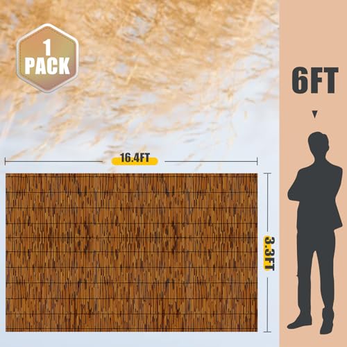 Natural Reed Fence,3.3FT X 16.4FT Bamboo Fencing Privacy Reed Screening for Outdoor, Gallery, Restaurant, Hotel, Patio (Brown) - size: 1 Pack 3.3FT×16.4FT