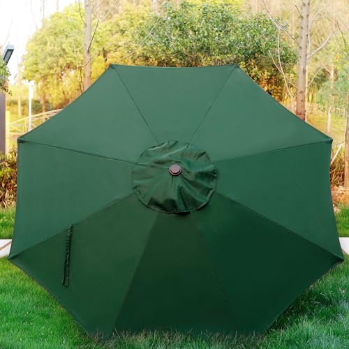 Blissun 9' Outdoor Patio Umbrella, Outdoor Table Umbrella, Yard Umbrella, Market Umbrella with 8 Sturdy Ribs, Push Button Tilt and Crank - color: Dark Green