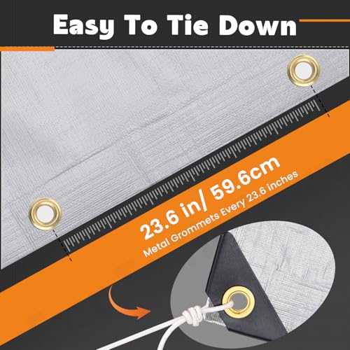 Keten Tarps Heavy Duty Waterproof 12X20 Feet, Extra Thick 16 Mil, Tear & Fade Resistant, UV Blocking, Outdoor Tarp with Reinforced Grommets for Roof, Camping, Patio, Pool, Boat(Silver/Black) - color: 16mil Sliver/Black, size: 12x20ft