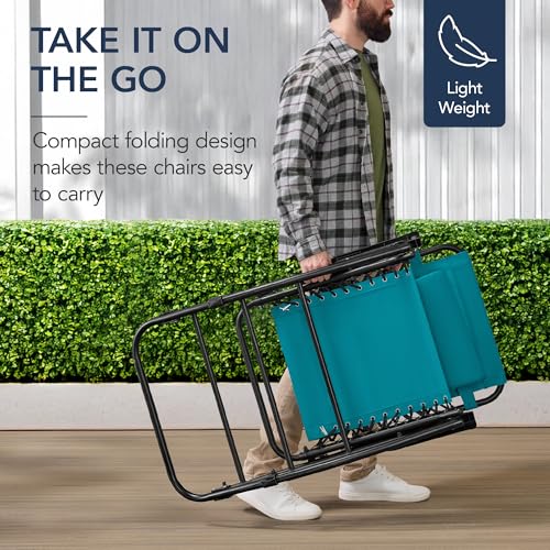 Best Choice Products Outdoor Zero Gravity Rocking Chair, Folding Reclining Patio Lounge Chair with Adjustable Pillow for Lawn, Beach, Camping - Peacock Blue - color: Peacock Blue