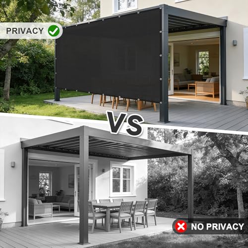Cool Area Sun Shade Cloth with Grommets 3/4/6/8/10/12/16/20 FT Shade Panel Shade Tarp Screen Fabic for Outdoor Patio Pergola Cover Deck Garden, 6x10 FT, Black - color: Black, size: 0 6'X1 0'