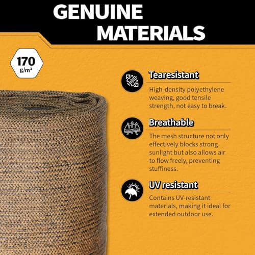 3x16Ft Garden Privacy Fence Screen, 180GSM Heavy Duty 90% Blockage Windbreak Mesh Tarp with Reinforced Edges & Anti-Rust Grommets, Includes Zip Ties for Garden, Yard, Backyard, Outdoor, Mocha - color: Mocha, size: 3' X 16'-finished Size